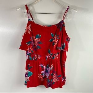 Old Navy Red Floral Spaghetti Strap Tank Size XL